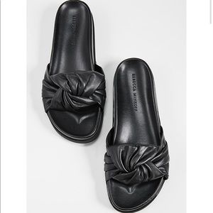 NWT REBECCA MINKOFF LEATHER SLIDE SANDALS W BOX